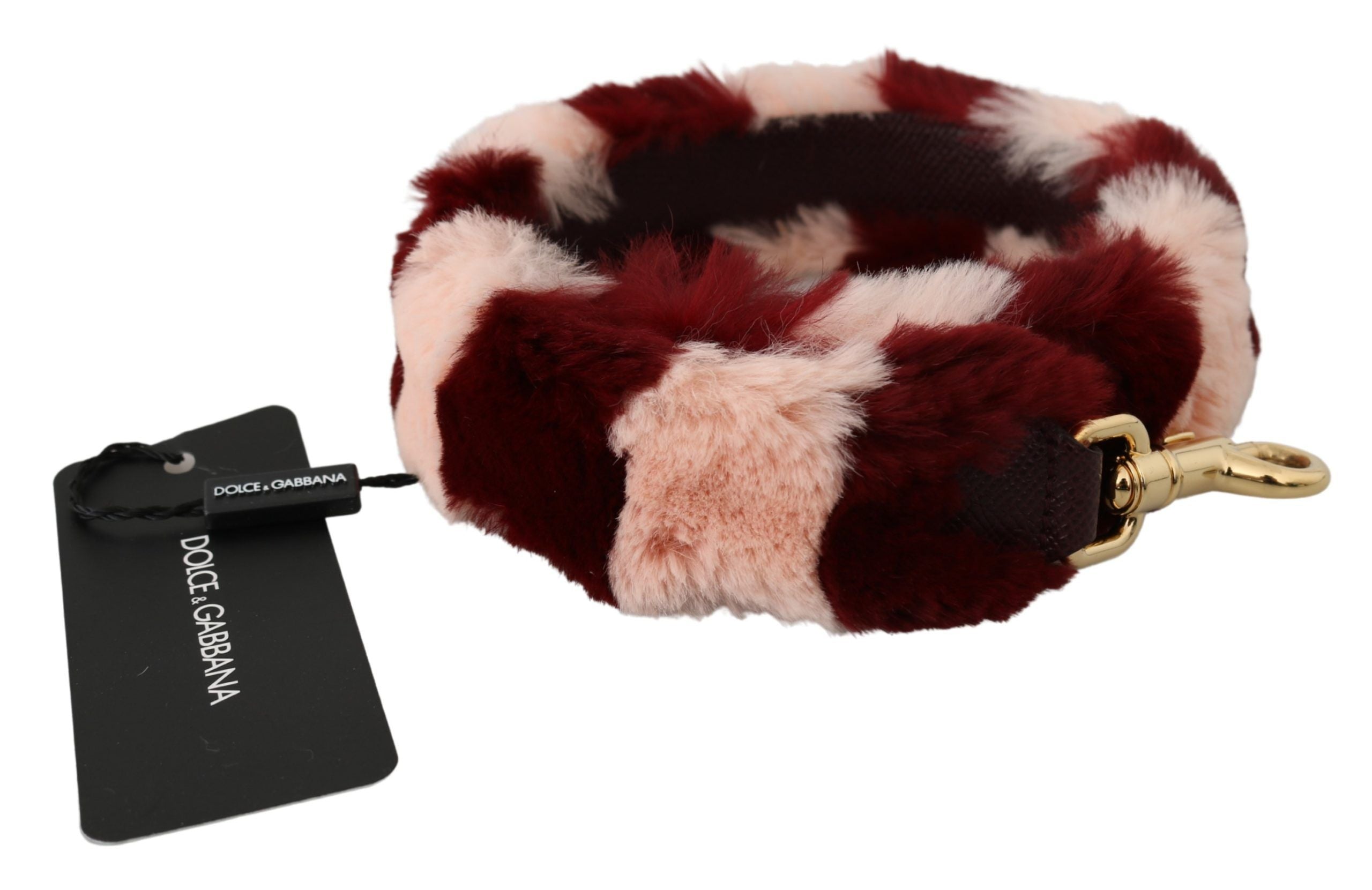 Dolce & Gabbana Pembe Kırmızı Lapin Kürk Aksesuar Omuz Askısı
